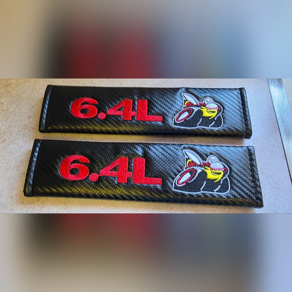 2 embroidered 6.4L scat pack seat belt Strap Covers